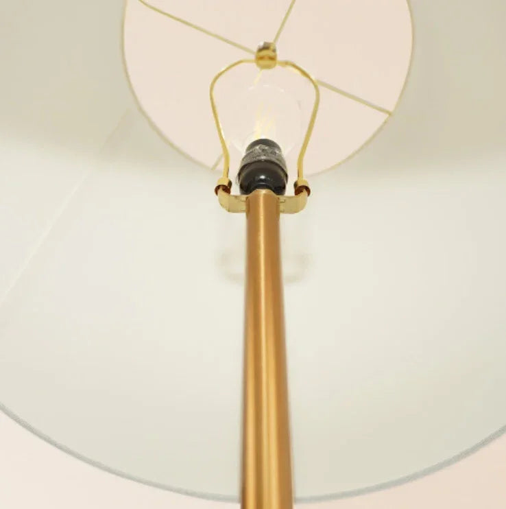 Lumisaxon | Celestial Modern Floor Lamp With Brass Accent Table With Large White Shade
