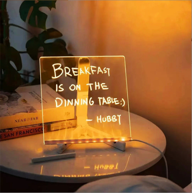 Lumisaxon | Acrylic Diy Note Board Led Night Light Message Board Holiday Lamp With 7Pens Usb Led Desk Lamp Note Daily Moment Painting Lamp