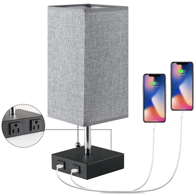 Lumisaxon | Table Lamp Linen Square Table Lamp Study Bedside Table Lamp
