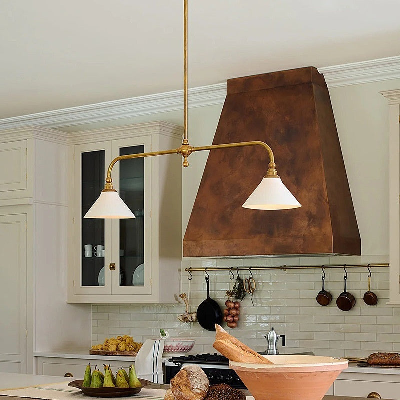 Lumisaxon | All Copper American Simple Retro Restaurant Kitchen Island Linear Chandelier