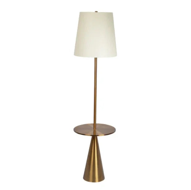 Lumisaxon | Celestial Modern Floor Lamp With Brass Accent Table With Large White Shade