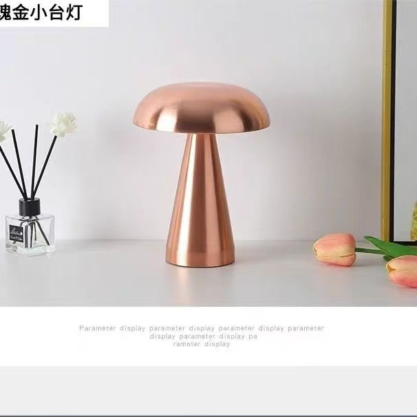 Lumisaxon | Mushroom-Shaped Ambient Light, Suitable For Bedrooms, Restaurants, Cafes, And Bar Booths. It Is A European-Style Small Table Lamp With Touch Control And Rechargeable Functionality.
