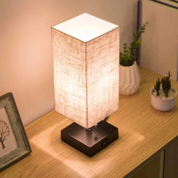 Lumisaxon | Table Lamp Linen Square Table Lamp Study Bedside Table Lamp
