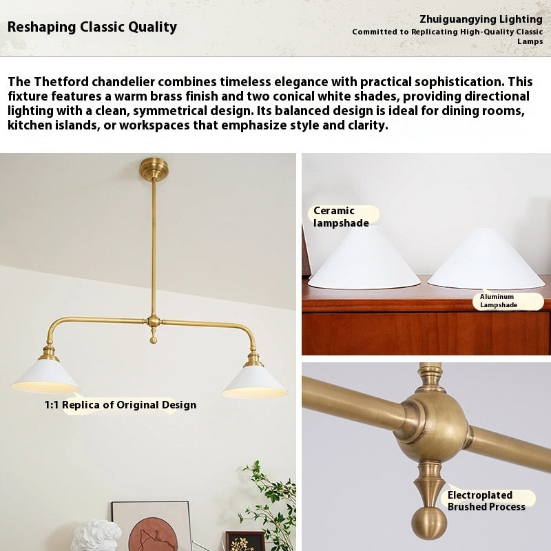 Lumisaxon | All Copper American Simple Retro Restaurant Kitchen Island Linear Chandelier