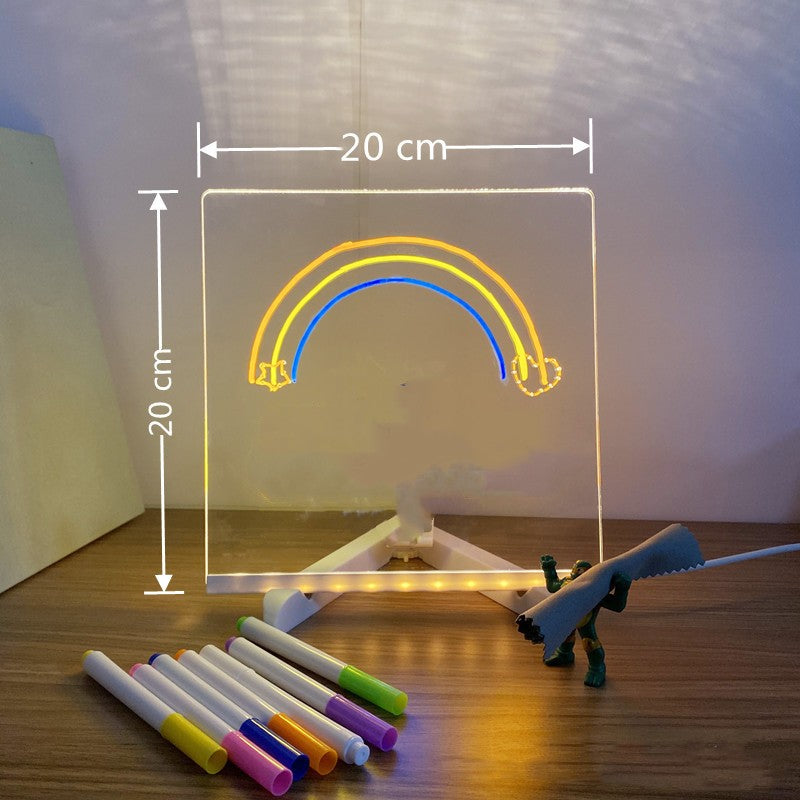 Lumisaxon | Acrylic Diy Note Board Led Night Light Message Board Holiday Lamp With 7Pens Usb Led Desk Lamp Note Daily Moment Painting Lamp