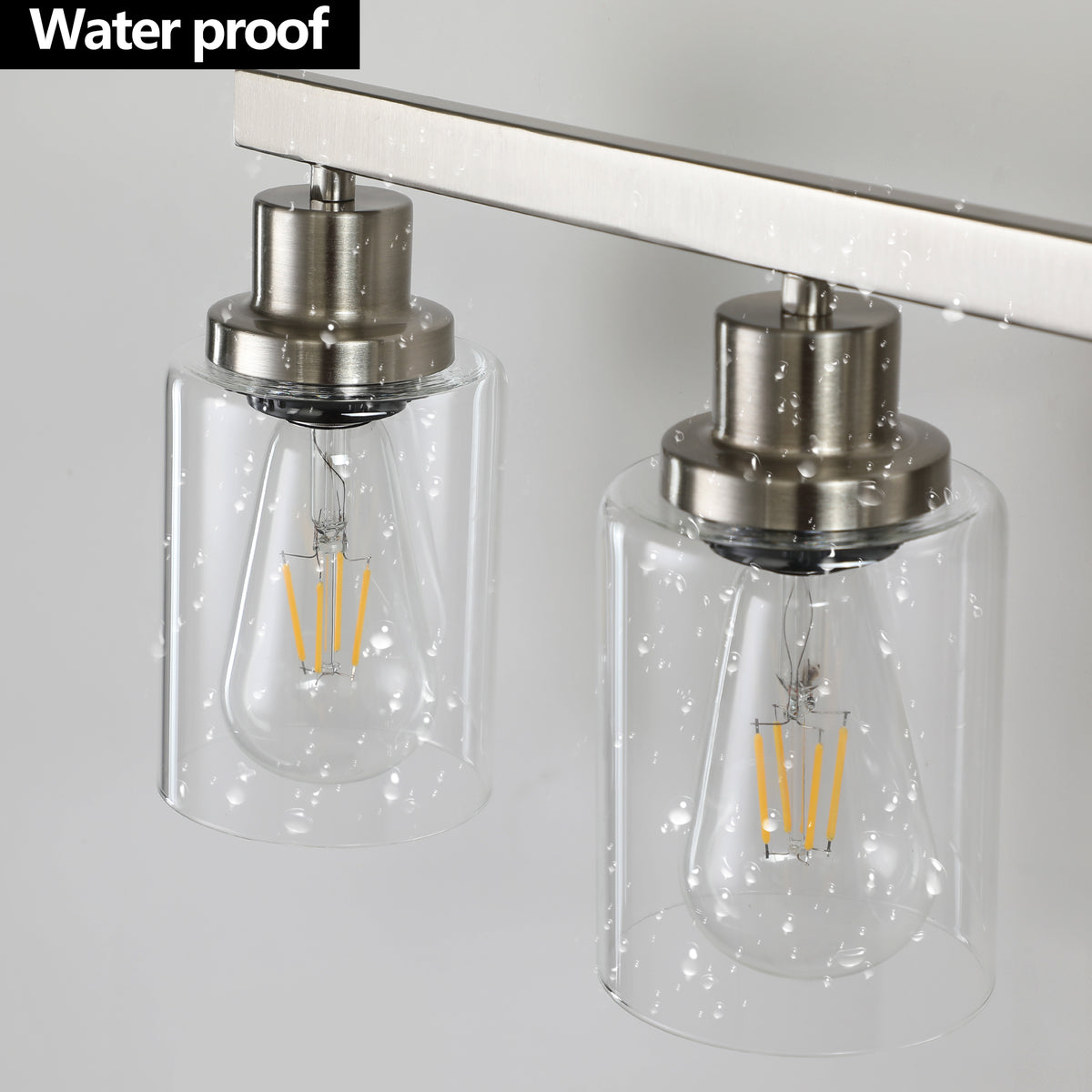 24  Modern 4-Light Bathroom Vanity Light Fixture - Brushed Nickel Finish With Clear Glass Shades, Perfect For Bathroom, Vanity, And Dressing Area Lighting No Bulbs
