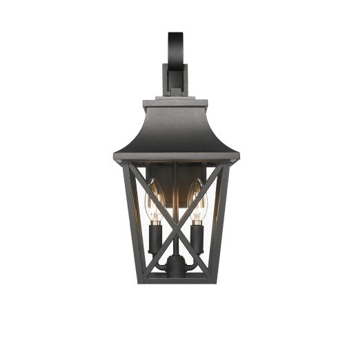 Lumisaxon | Black Outdoor Wall Light 2 Lights, Large Outdoor Modern Wall Light Fixtures, Industrial Porch Light Wall Mounted With Glass, Waterproof Farmhouse Exterior Light Lighting