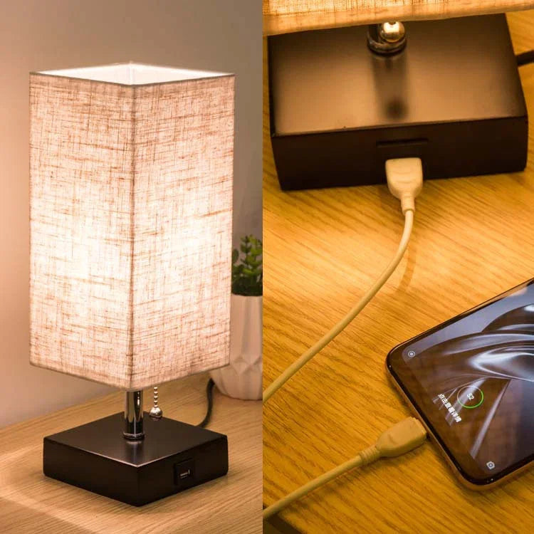 Lumisaxon | Table Lamp Linen Square Table Lamp Study Bedside Table Lamp