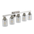 31  Modern 5-Light Bathroom Vanity Light Fixture - Brushed Nickel Finish With Clear Glass Shades, Perfect For Bathroom, Vanity, And Dressing Area Lighting  No Bulbs