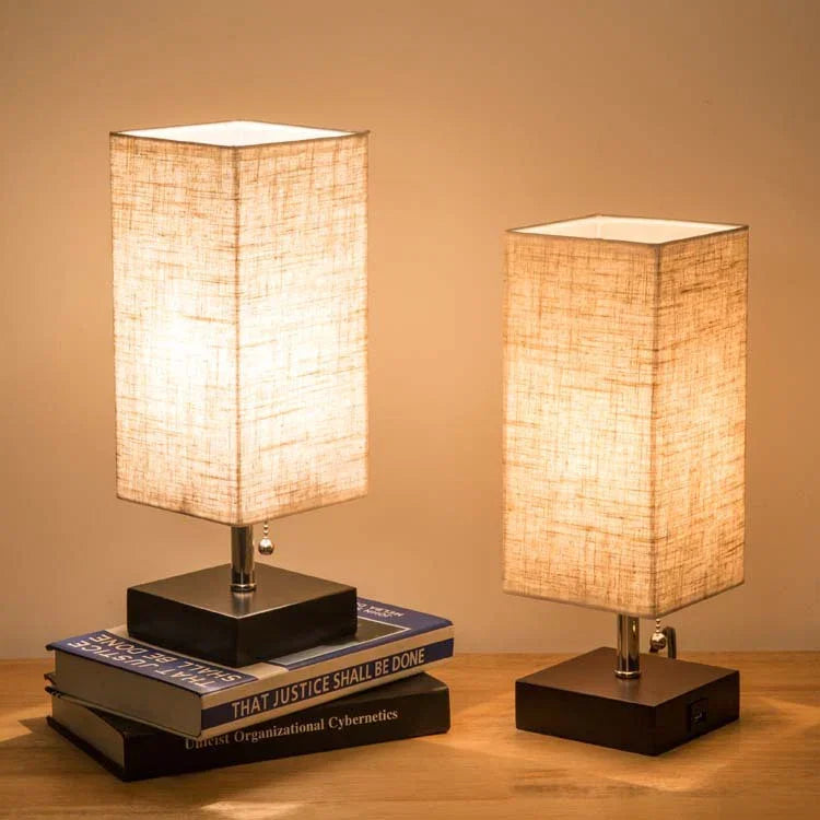Lumisaxon | Table Lamp Linen Square Table Lamp Study Bedside Table Lamp