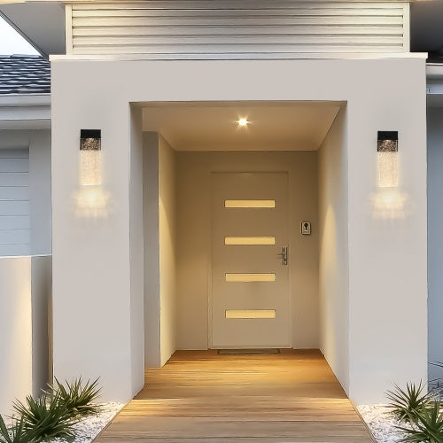 Lumisaxon | Outdoor Waterproof Transparent Led Crystal Wall Light Supports Many Types Of Bulb-2 Packs