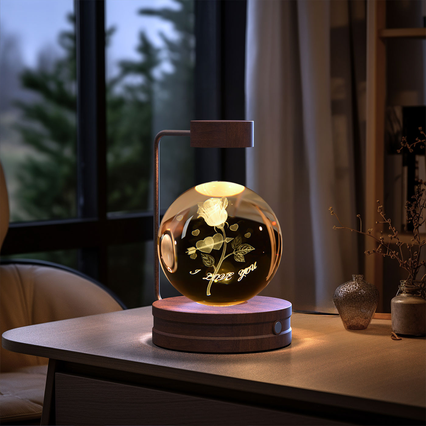 LumisAxon 3D Floating Magnetic Levitation Crystal Ball Night Light - Dandelion & Galaxy Sphere Desk Lamp, USB Rechargeable Touch Control Bedside Lamp, Unique Birthday Anniversary Gift for Her/Him
