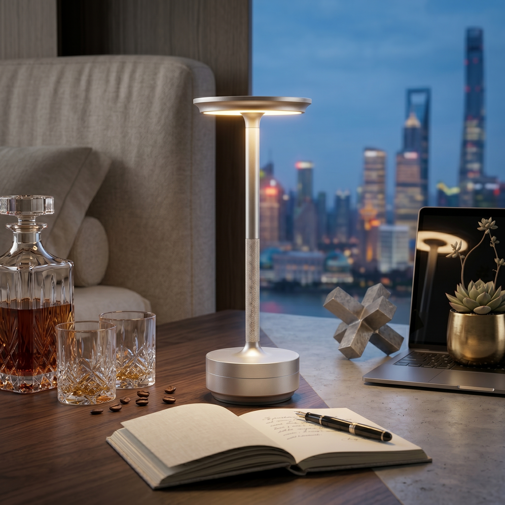 LumisAxon Cordless Aluminum LED Table Lamp - Portable Rechargeable Touch Dimming Bedside Light | Waterproof Outdoor Wireless Desk Lamp for Restaurant, Bar, Camping - 11" Minimalist Metal Nightlight