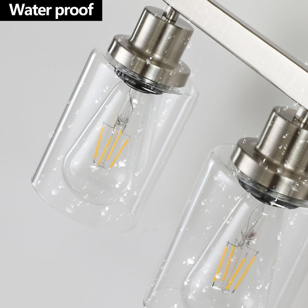31  Modern 5-Light Bathroom Vanity Light Fixture - Brushed Nickel Finish With Clear Glass Shades, Perfect For Bathroom, Vanity, And Dressing Area Lighting  No Bulbs