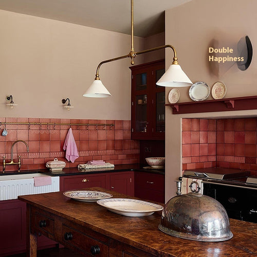 Lumisaxon | All Copper American Simple Retro Restaurant Kitchen Island Linear Chandelier