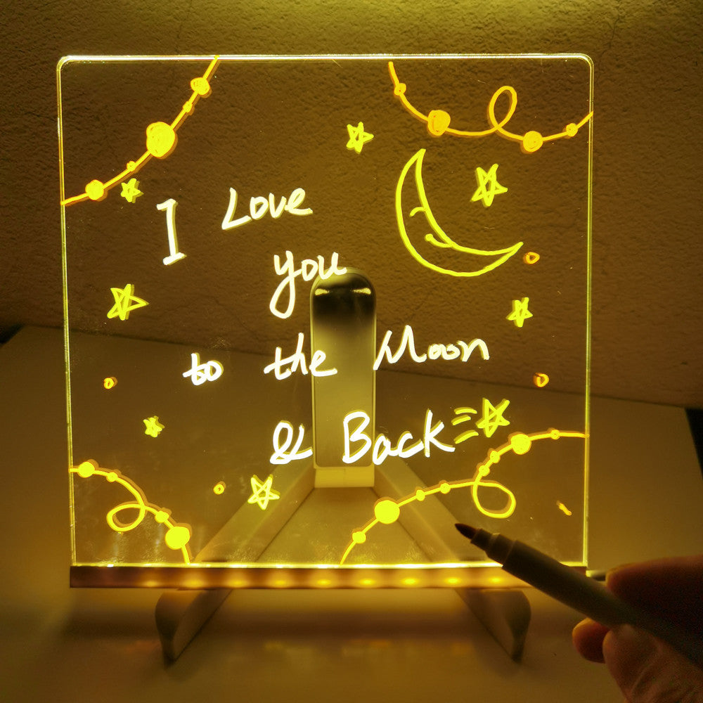 Lumisaxon | Acrylic Diy Note Board Led Night Light Message Board Holiday Lamp With 7Pens Usb Led Desk Lamp Note Daily Moment Painting Lamp