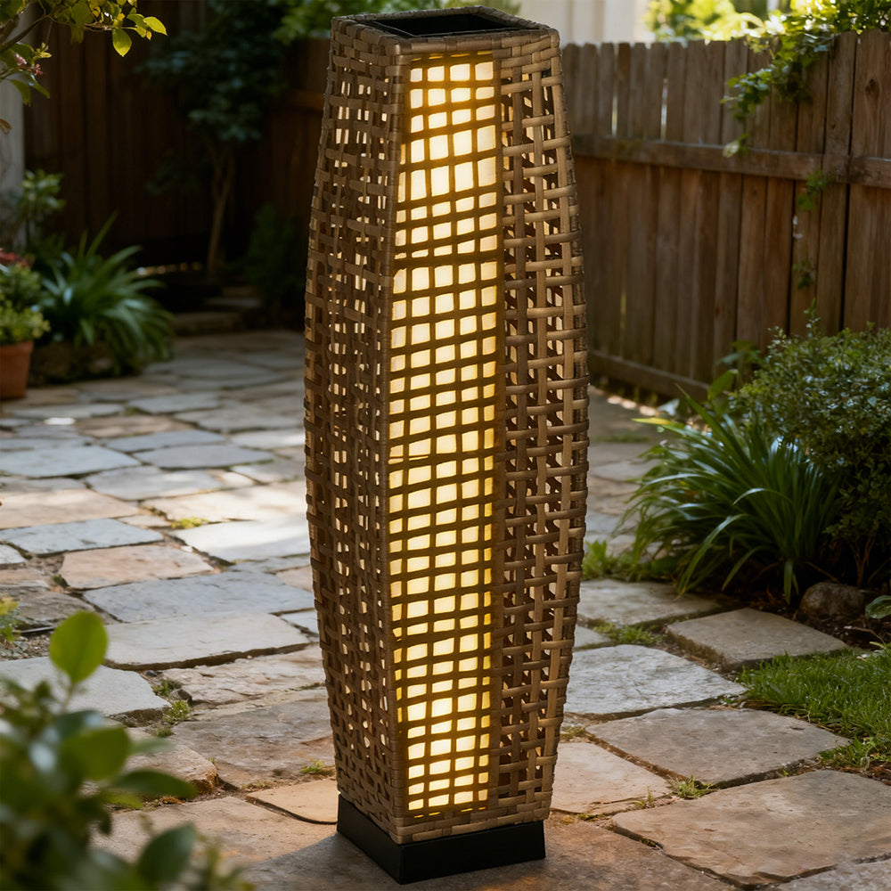 Lumisaxon | Solar Floor Lamp, Outdoor Garden Lantern Pathway Light & Decorative Driveway Lighting With Auto Onoff Led Lights For Porch, Yard, Lawn, Courtyard, Deck, Gray, Tikt0K Prohibits Sales