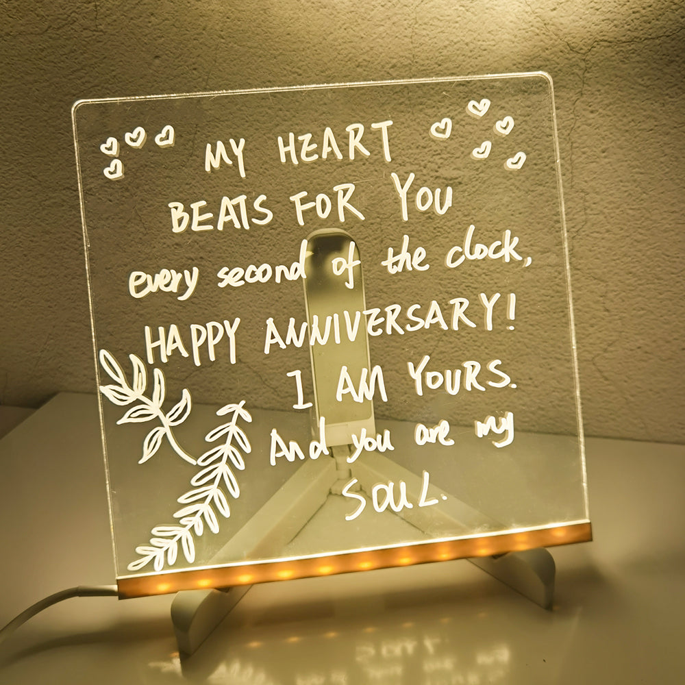 Lumisaxon | Acrylic Diy Note Board Led Night Light Message Board Holiday Lamp With 7Pens Usb Led Desk Lamp Note Daily Moment Painting Lamp
