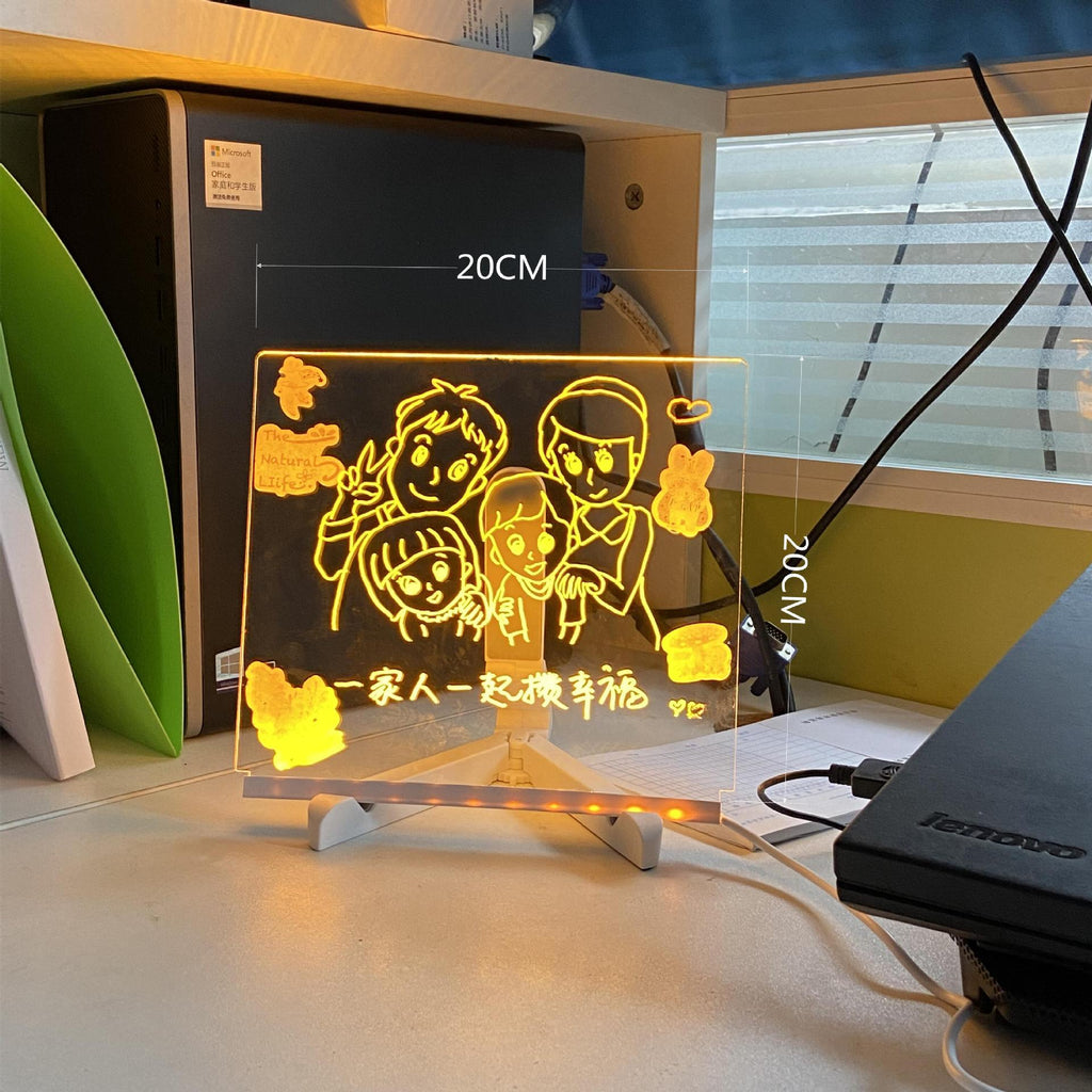 Lumisaxon | Acrylic Diy Note Board Led Night Light Message Board Holiday Lamp With 7Pens Usb Led Desk Lamp Note Daily Moment Painting Lamp