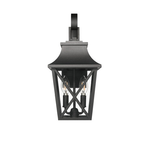 Lumisaxon | Black Outdoor Wall Light 2 Lights, Large Outdoor Modern Wall Light Fixtures, Industrial Porch Light Wall Mounted With Glass, Waterproof Farmhouse Exterior Light Lighting