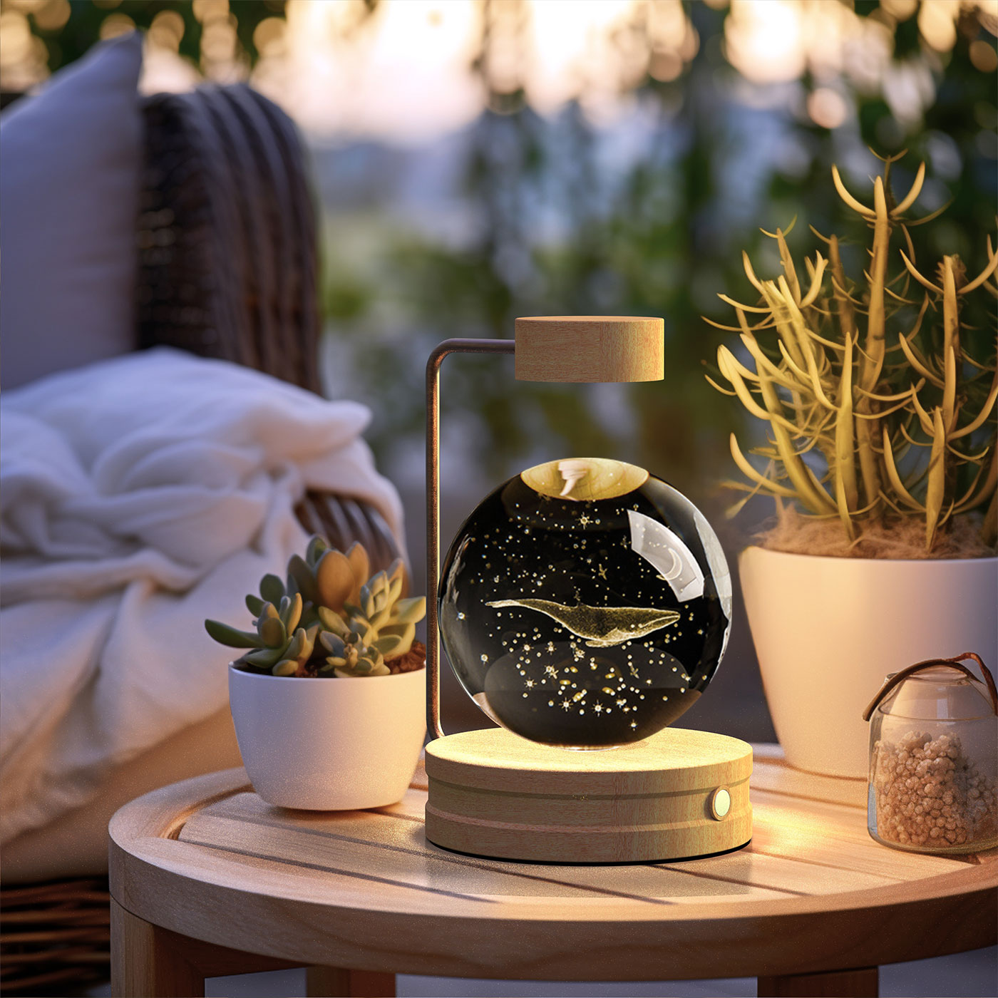 LumisAxon 3D Floating Magnetic Levitation Crystal Ball Night Light - Dandelion & Galaxy Sphere Desk Lamp, USB Rechargeable Touch Control Bedside Lamp, Unique Birthday Anniversary Gift for Her/Him