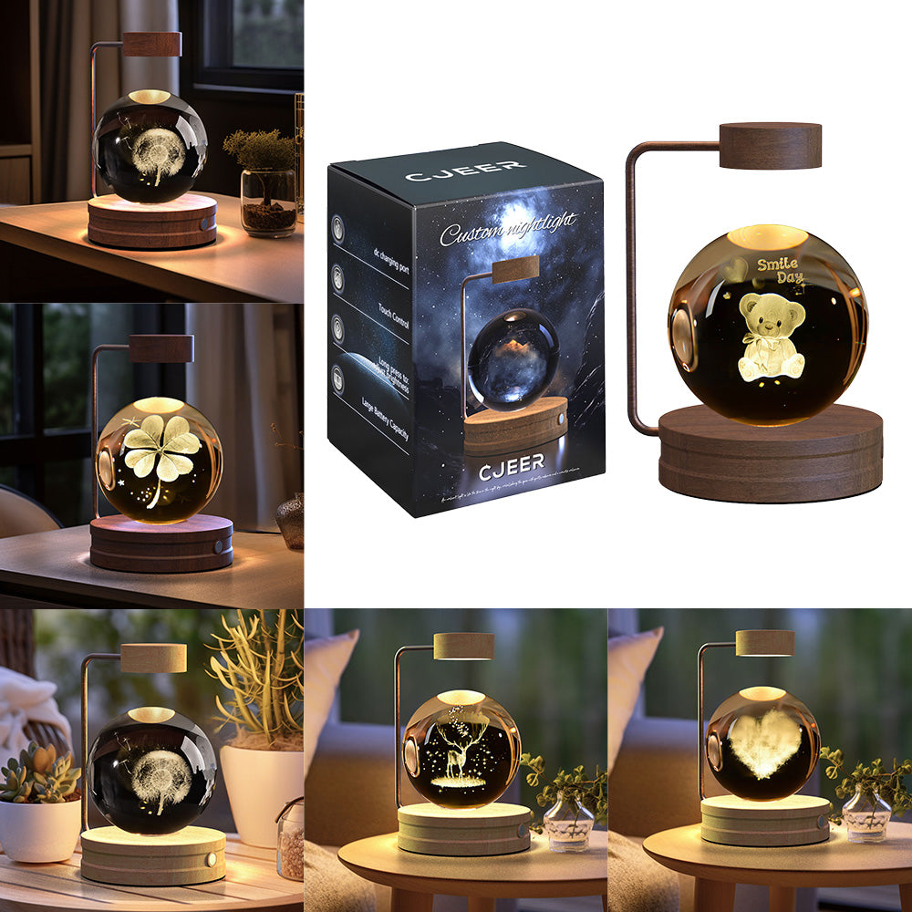 LumisAxon 3D Floating Magnetic Levitation Crystal Ball Night Light - Dandelion & Galaxy Sphere Desk Lamp, USB Rechargeable Touch Control Bedside Lamp, Unique Birthday Anniversary Gift for Her/Him