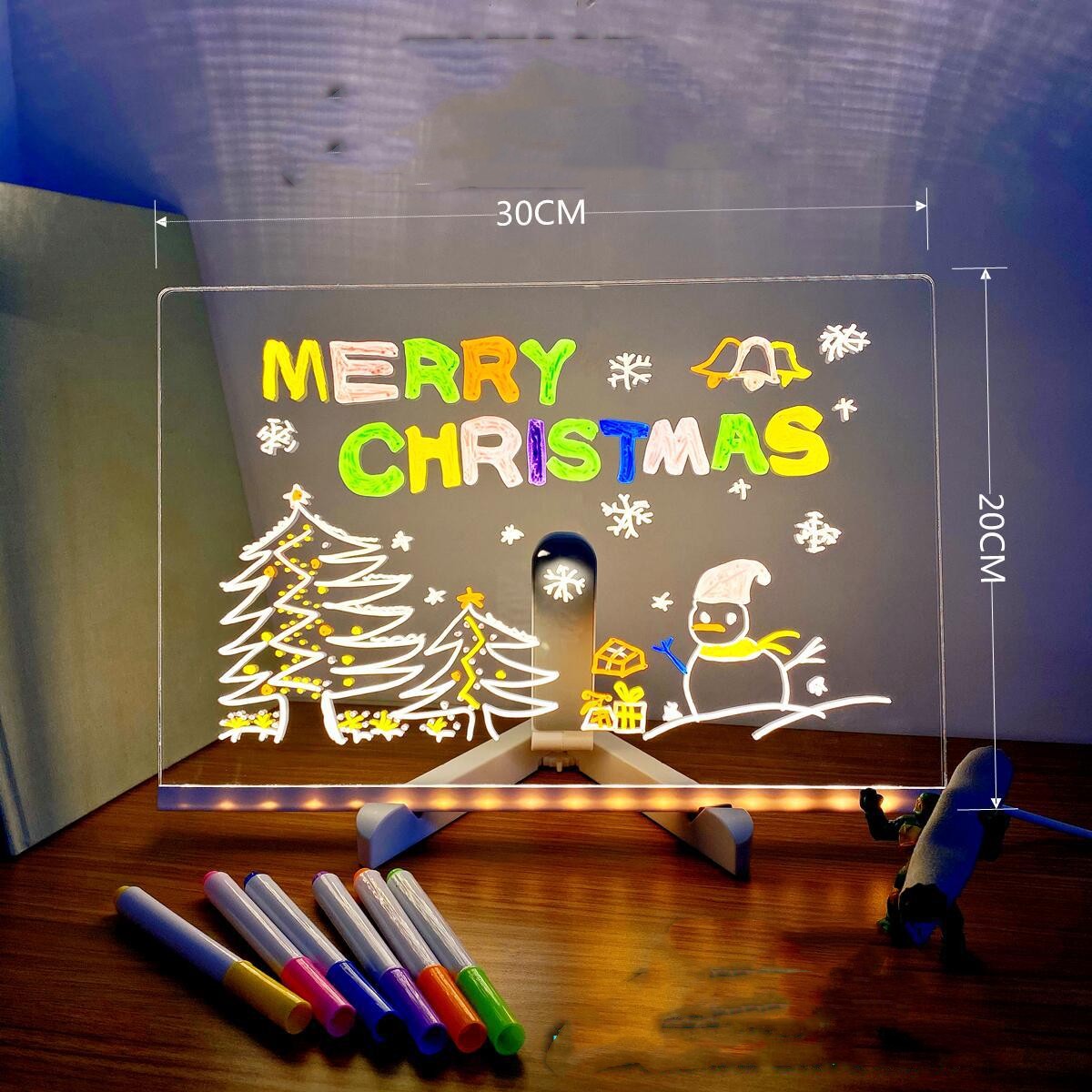 Lumisaxon | Acrylic Diy Note Board Led Night Light Message Board Holiday Lamp With 7Pens Usb Led Desk Lamp Note Daily Moment Painting Lamp