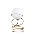 Lumisaxon | 13.5 H Glass Globe Matte Gold Spiral 4 Ring Metal Stand Table Lamp For Living Room, Nightstand Bedside Table Lamp For Bedroom, Led Lamp